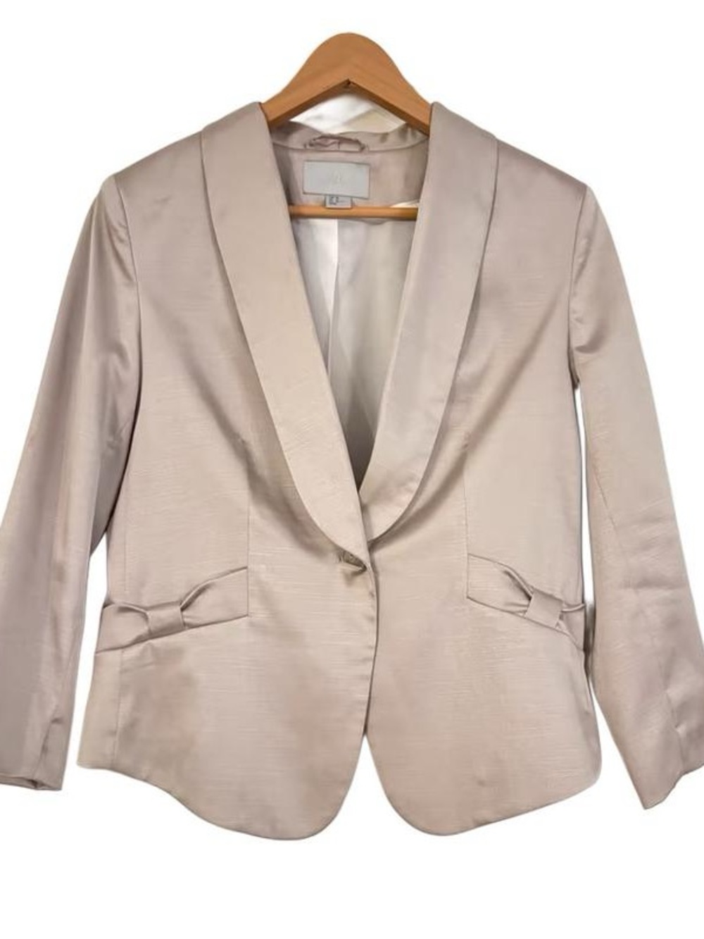 H&M Women’s Silver Grey Pewter Satin Affect one button Blazer